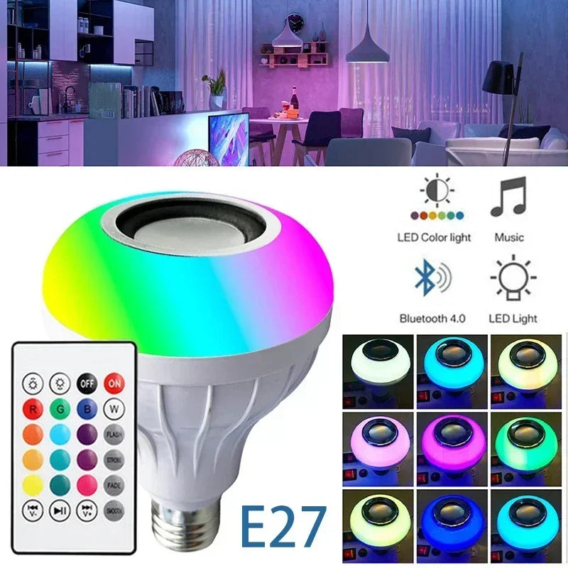 E27 Bluetooth Speaker Bulb with Remote Control 85-265V Led Music Bulb RGB DJ Disco Ambient Light for Bedroom Living Room Stage