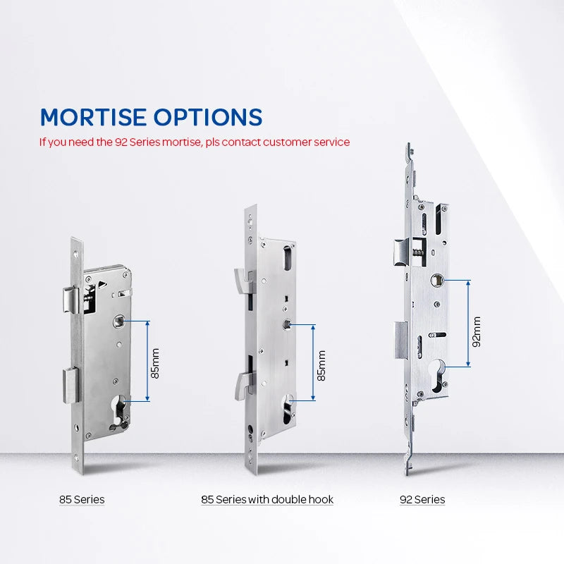Waterproof IP66 Euro 3592 2885 3085 Mortise Ttlock Tuya Wifi Fingerprint Digital Smart Door Lock for Aluminum Grill Sliding Door