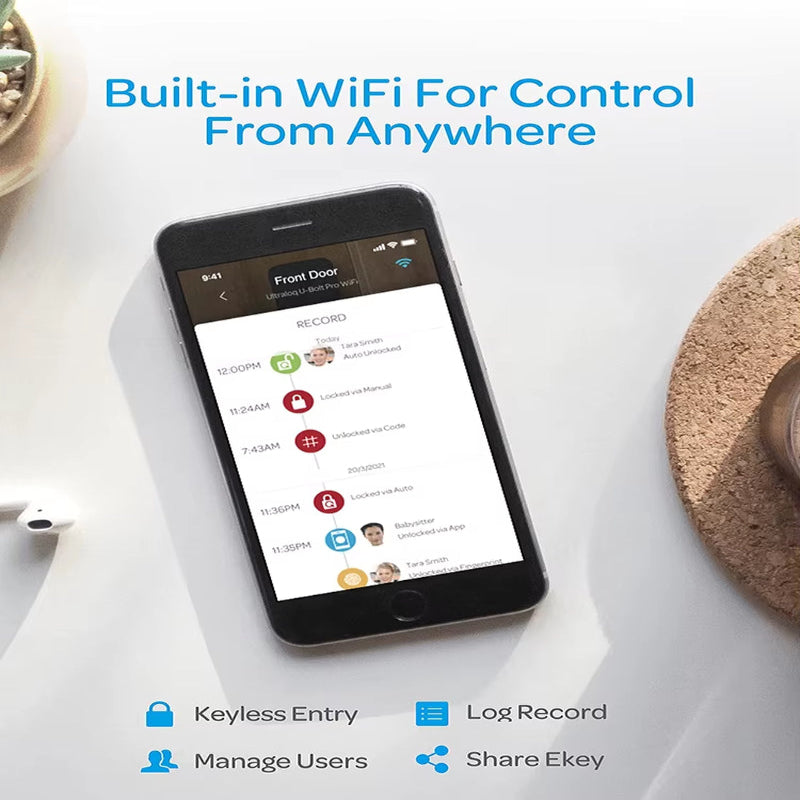 Aromanano Black U-Bolt Z-Wave WIFI Smart Lock with Door Sensor Home Assistant Compatible with Smartthings Hubitat Ezlo Door Lock