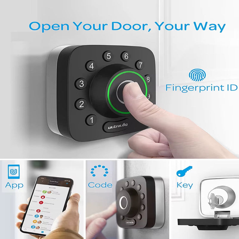 Aromanano Black U-Bolt Z-Wave WIFI Smart Lock with Door Sensor Home Assistant Compatible with Smartthings Hubitat Ezlo Door Lock