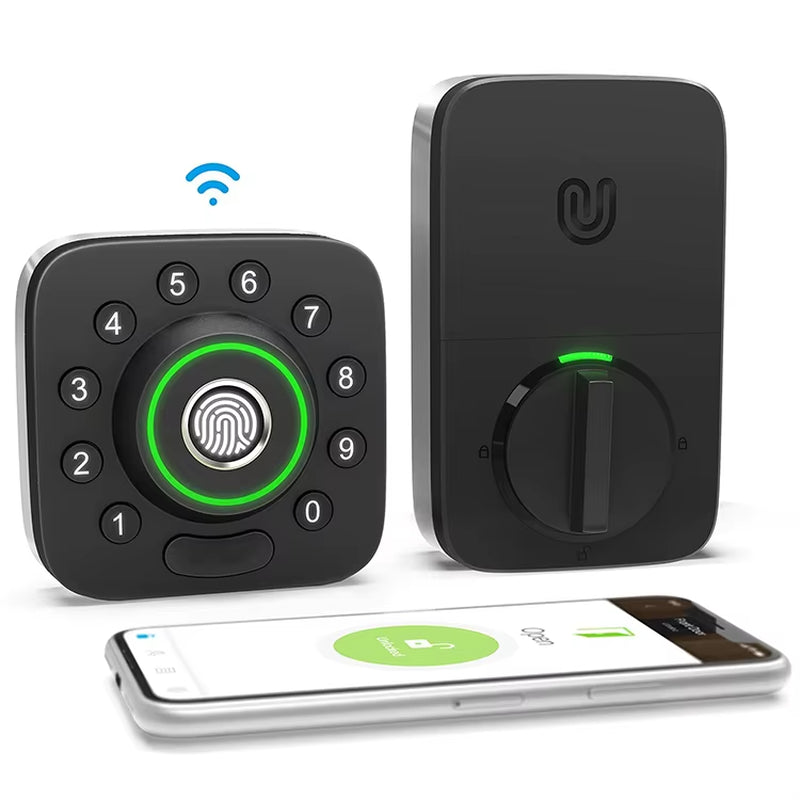 Aromanano Black U-Bolt Z-Wave WIFI Smart Lock with Door Sensor Home Assistant Compatible with Smartthings Hubitat Ezlo Door Lock