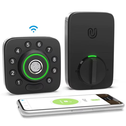 Aromanano Black U-Bolt Z-Wave WIFI Smart Lock with Door Sensor Home Assistant Compatible with Smartthings Hubitat Ezlo Door Lock