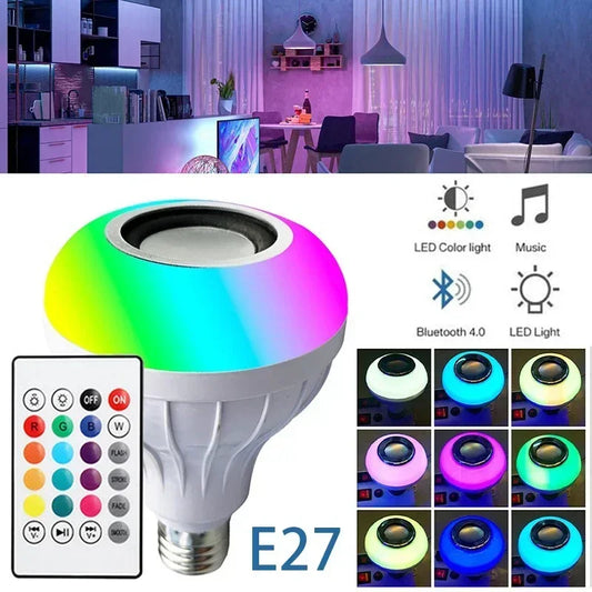 E27 Bluetooth Speaker Bulb with Remote Control 85-265V Led Music Bulb RGB DJ Disco Ambient Light for Bedroom Living Room Stage
