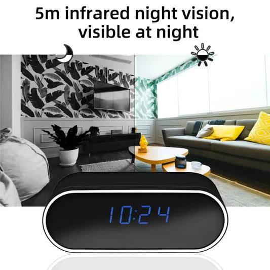 1080P Full HD Mini Clock Camera, Home Security Monitoring, Supports Wireless Wifi, Motion Detection, Loop Recording