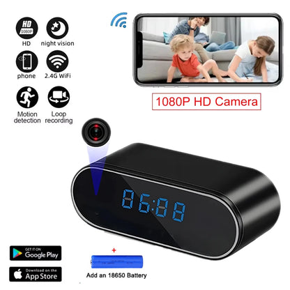 1080P Full HD Mini Clock Camera, Home Security Monitoring, Supports Wireless Wifi, Motion Detection, Loop Recording