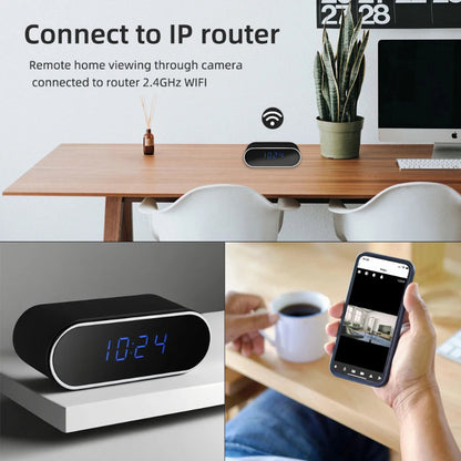 1080P Full HD Mini Clock Camera, Home Security Monitoring, Supports Wireless Wifi, Motion Detection, Loop Recording